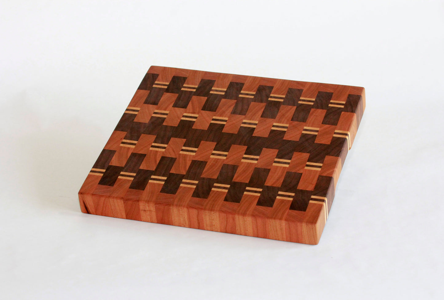 Tri-Wood Pinstripe End Grain Cutting Board