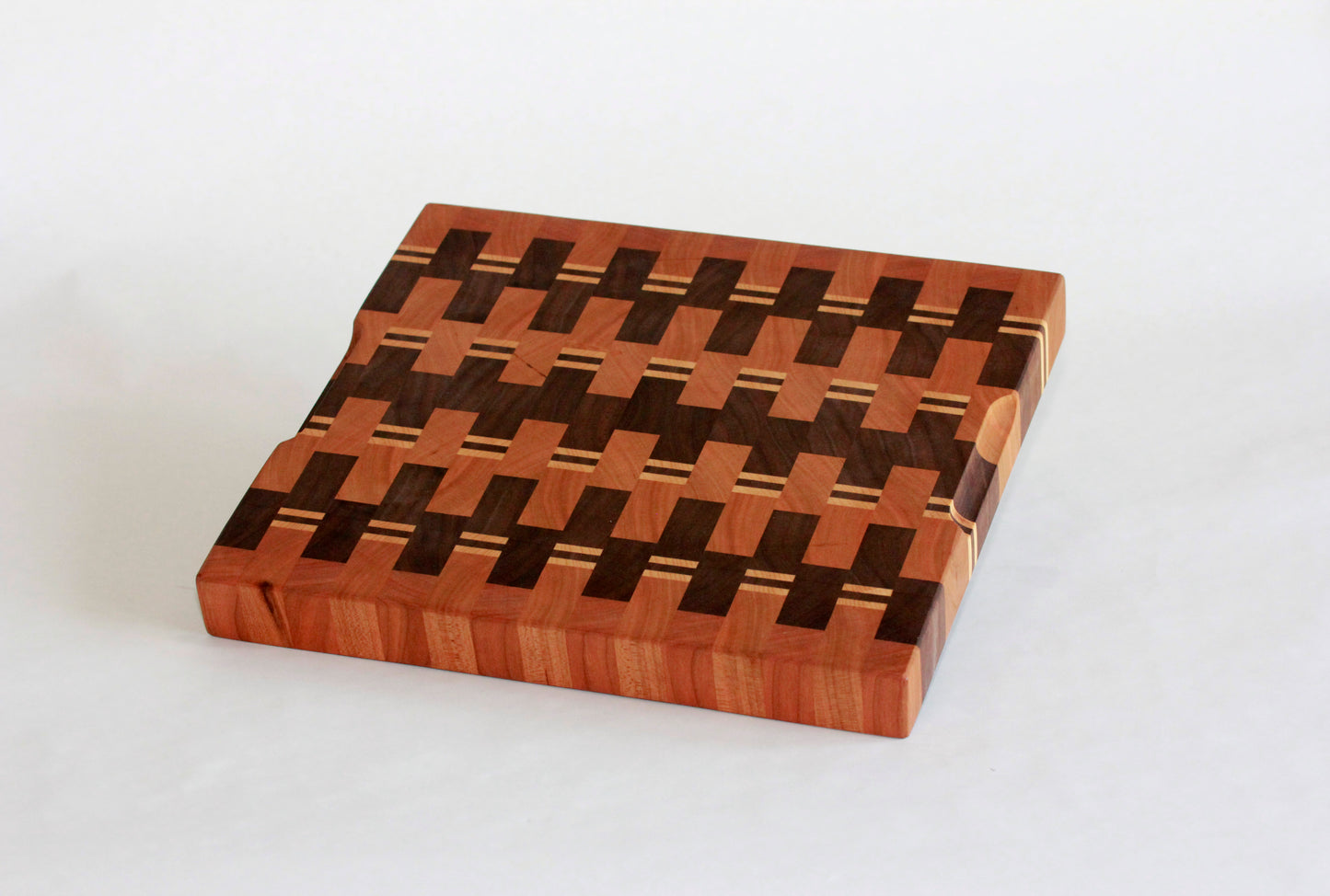 Tri-Wood Pinstripe End Grain Cutting Board