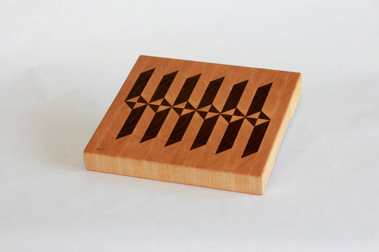 Maple and Walnut Geometric End Grain Cutting Board